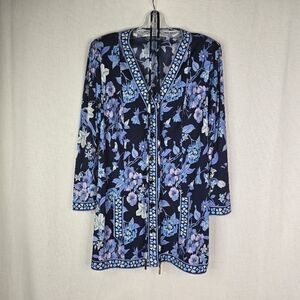 Saks Fifth Avenue Averardo Bessi Womens 10 Tunic Floral Belt Rope 100% Silk Top